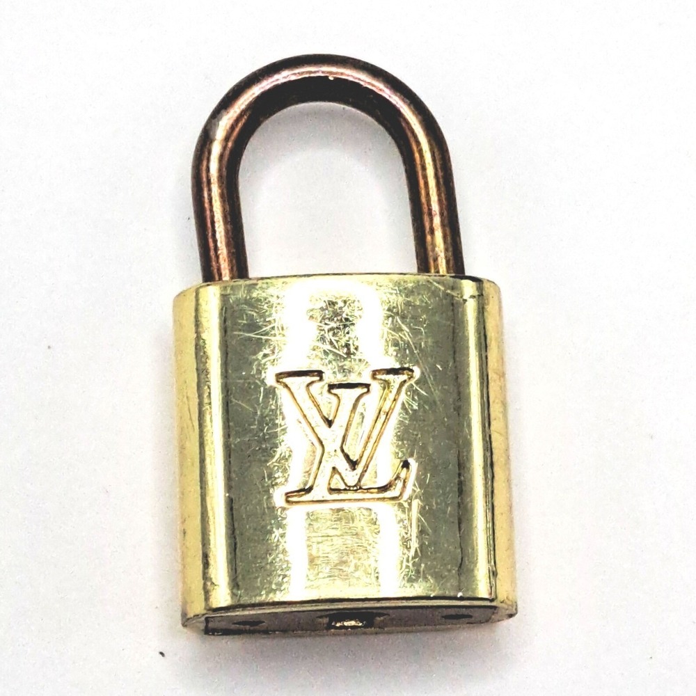 Louis Vuitton Brass Padlock Vintage LV Logo Locket Charm France No Key